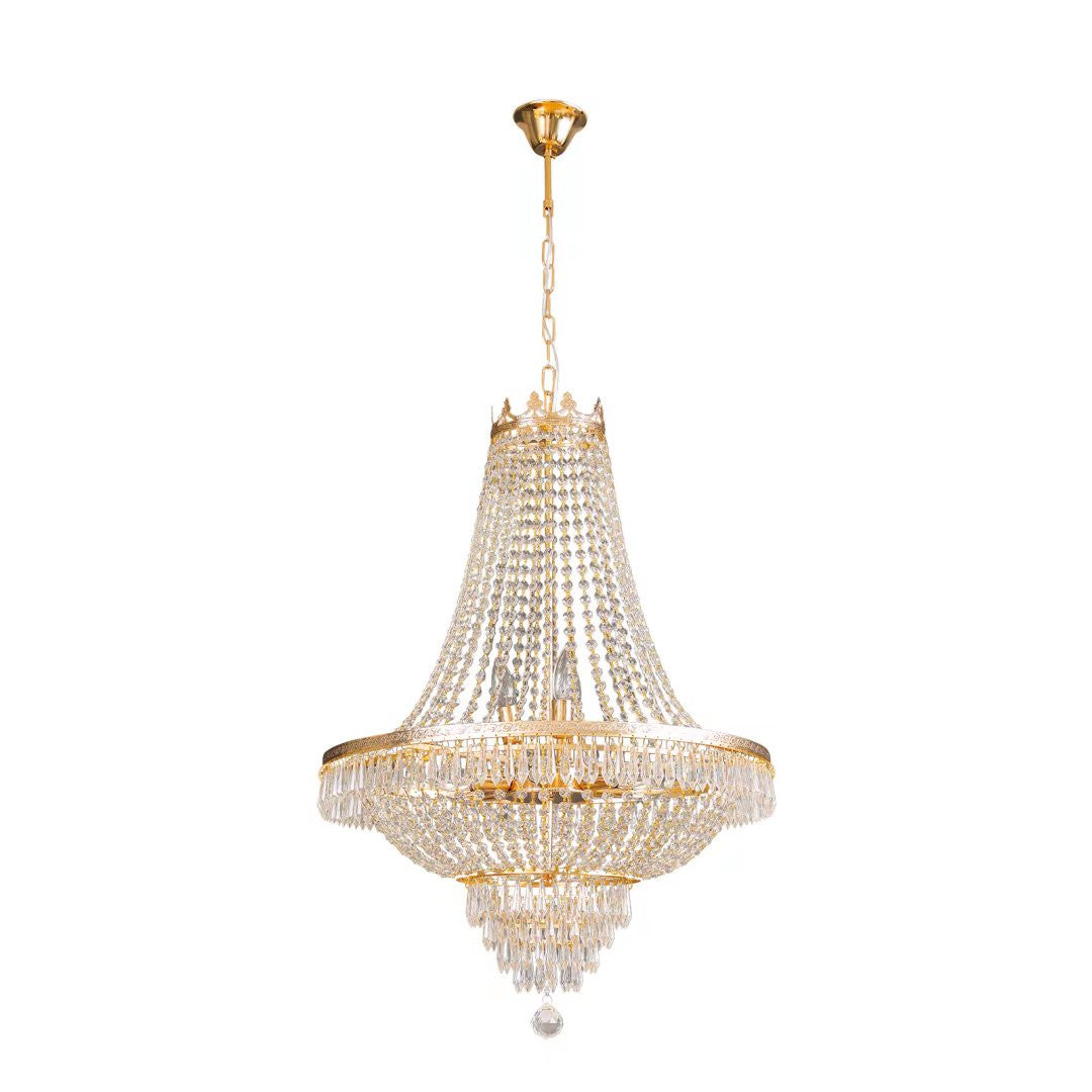 HomeRoots Classy Glam Faux Crystal Chandelier in Gold Finish