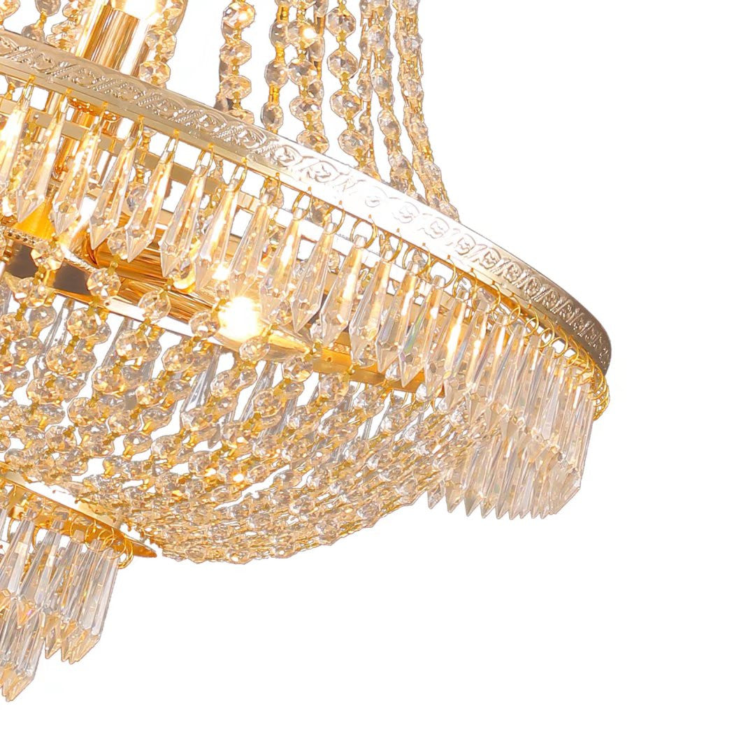 HomeRoots Classy Glam Faux Crystal Chandelier in Gold Finish