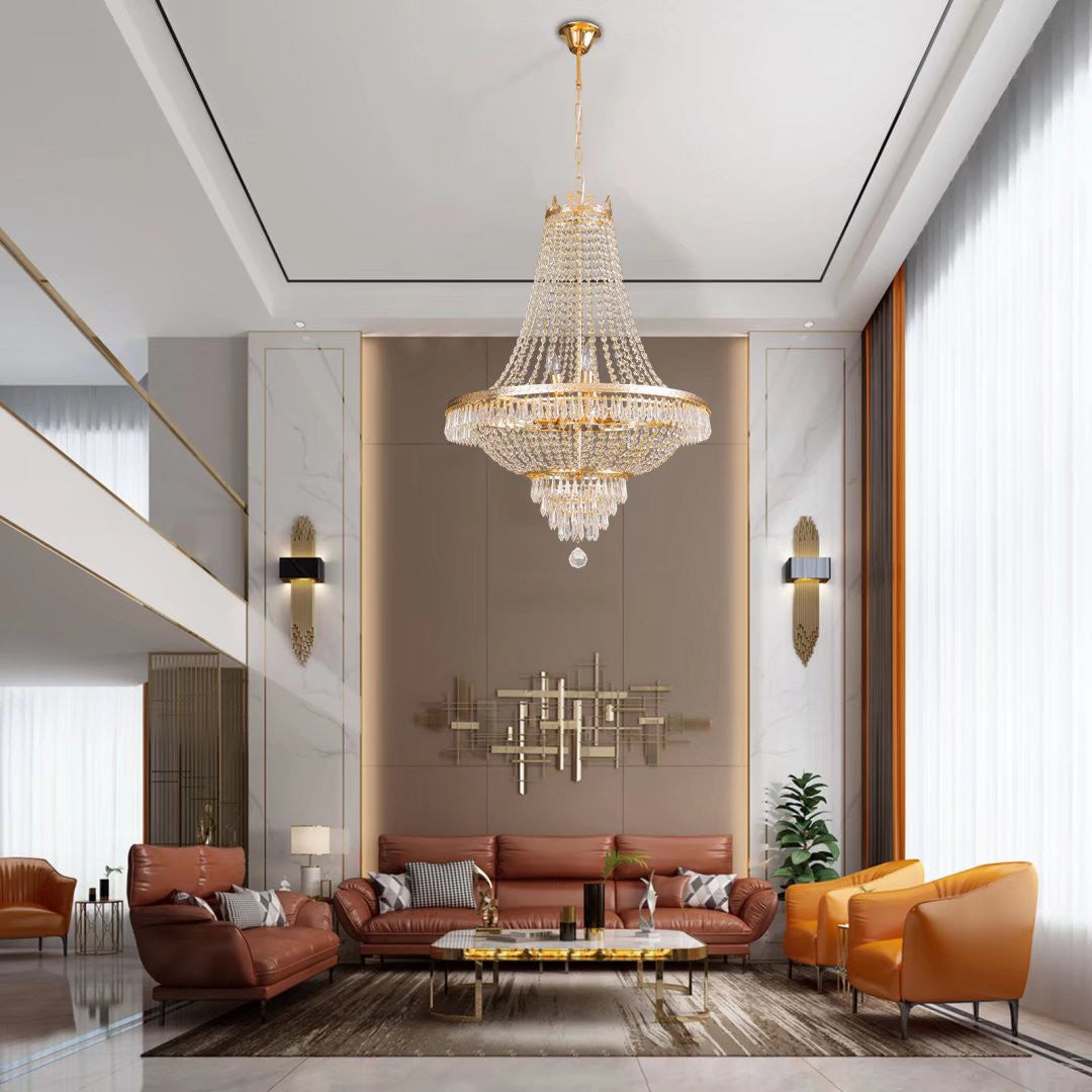 HomeRoots Classy Glam Faux Crystal Chandelier in Gold Finish