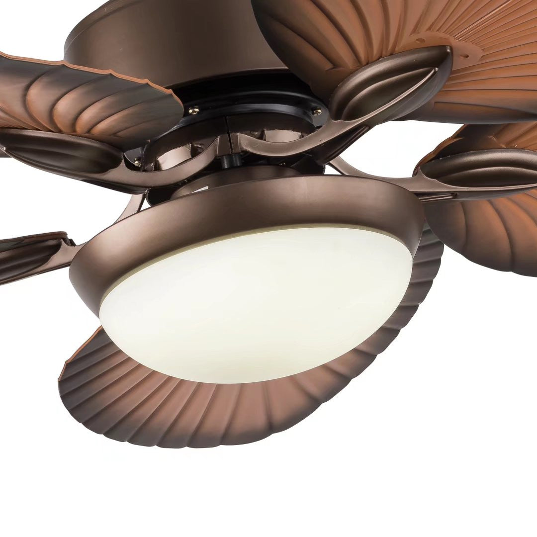 HomeRoots Classy Metal Ceiling Fan And LED Lamp With Bronze Finish