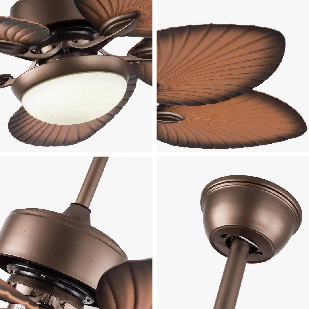 HomeRoots Classy Metal Ceiling Fan And LED Lamp With Bronze Finish