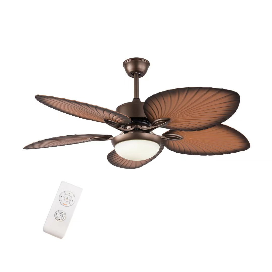 HomeRoots Classy Metal Ceiling Fan And LED Lamp With Bronze Finish