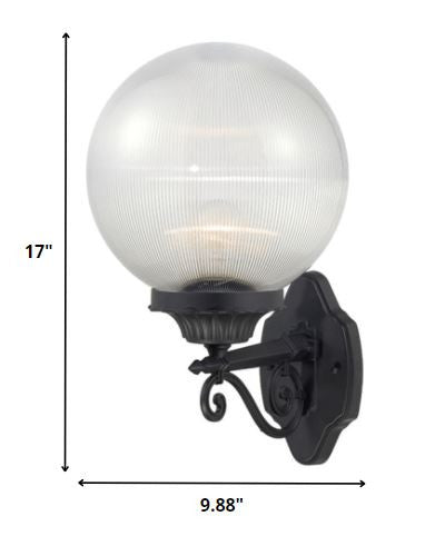 HomeRoots Clear Acrylic Globe Wall Sconce With Matte Black Finish