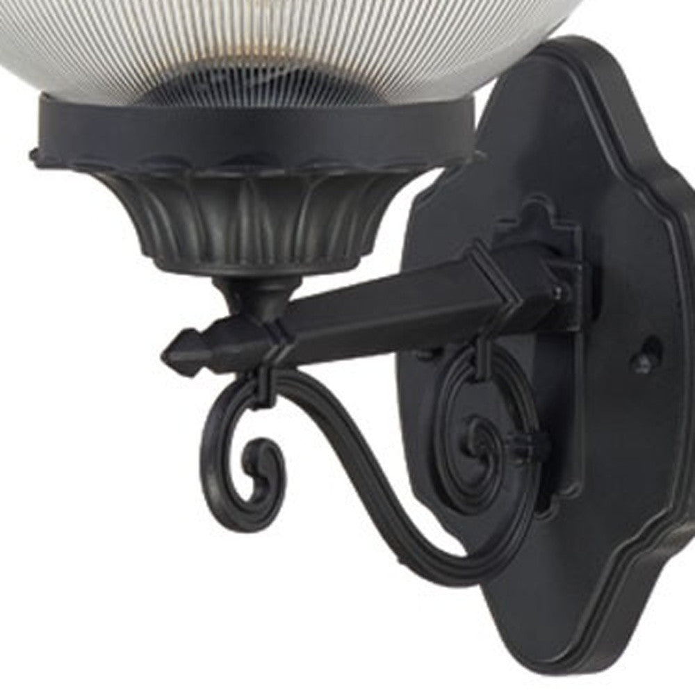 HomeRoots Clear Acrylic Globe Wall Sconce With Matte Black Finish