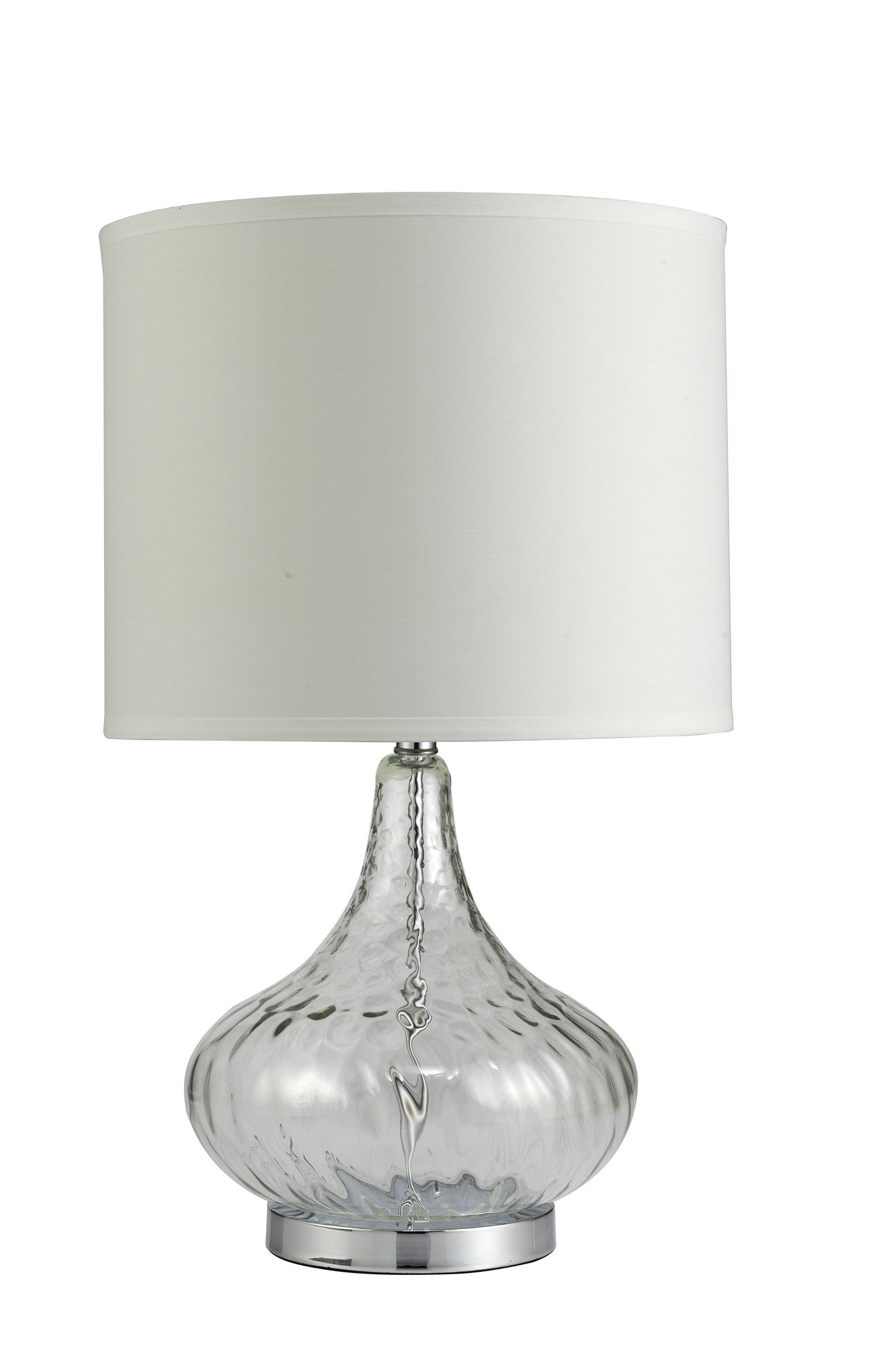HomeRoots Clear Textured Glass Table Lamp With White Shade