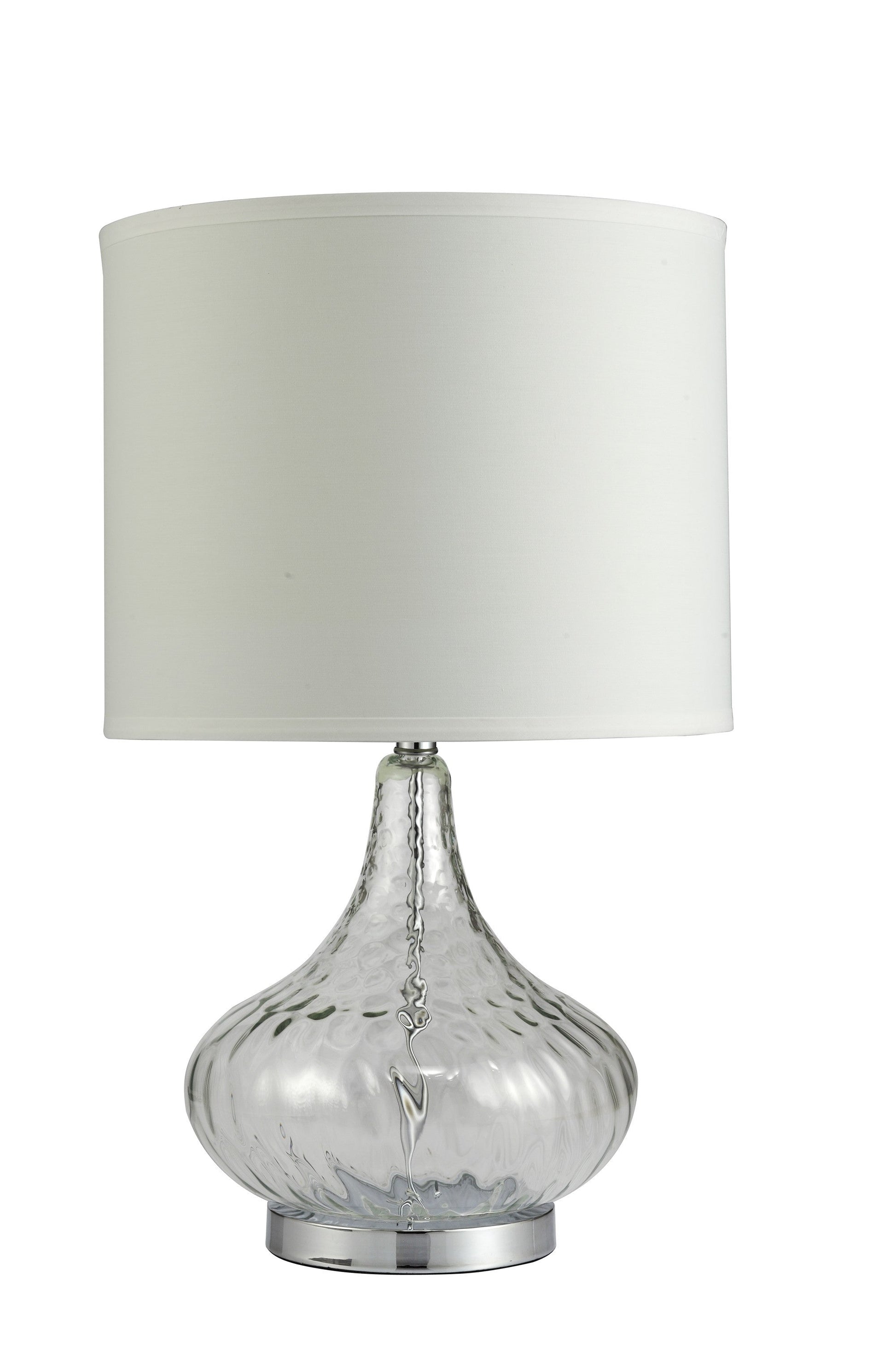 HomeRoots Clear Textured Glass Table Lamp With White Shade