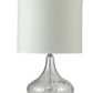HomeRoots Clear Textured Glass Table Lamp With White Shade