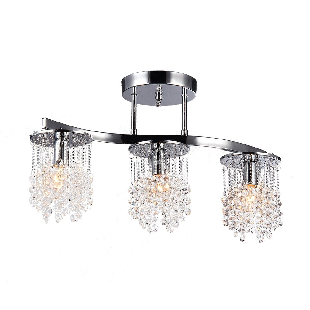 HomeRoots Clee 3-Light 20" Crystal Chandelier In Chrome Finish