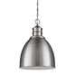 HomeRoots Colby 1-Light Pendant Gloss White Interior Shade With Satin Nickel Finish