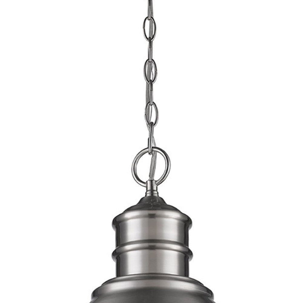 HomeRoots Colby 1-Light Pendant Gloss White Interior Shade With Satin Nickel Finish