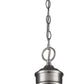 HomeRoots Colby 1-Light Pendant Gloss White Interior Shade With Satin Nickel Finish