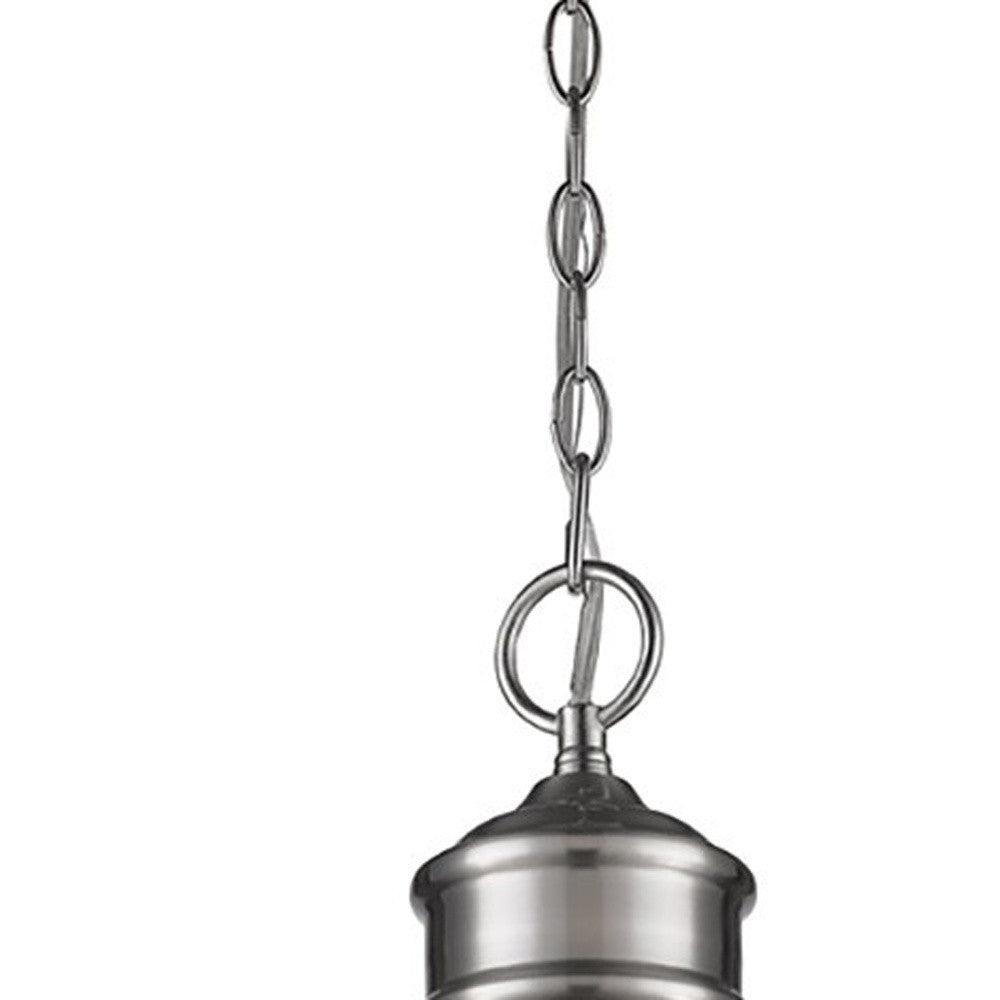 HomeRoots Colby 1-Light Pendant Gloss White Interior Shade With Satin Nickel Finish