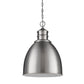 HomeRoots Colby 1-Light Pendant Gloss White Interior Shade With Satin Nickel Finish