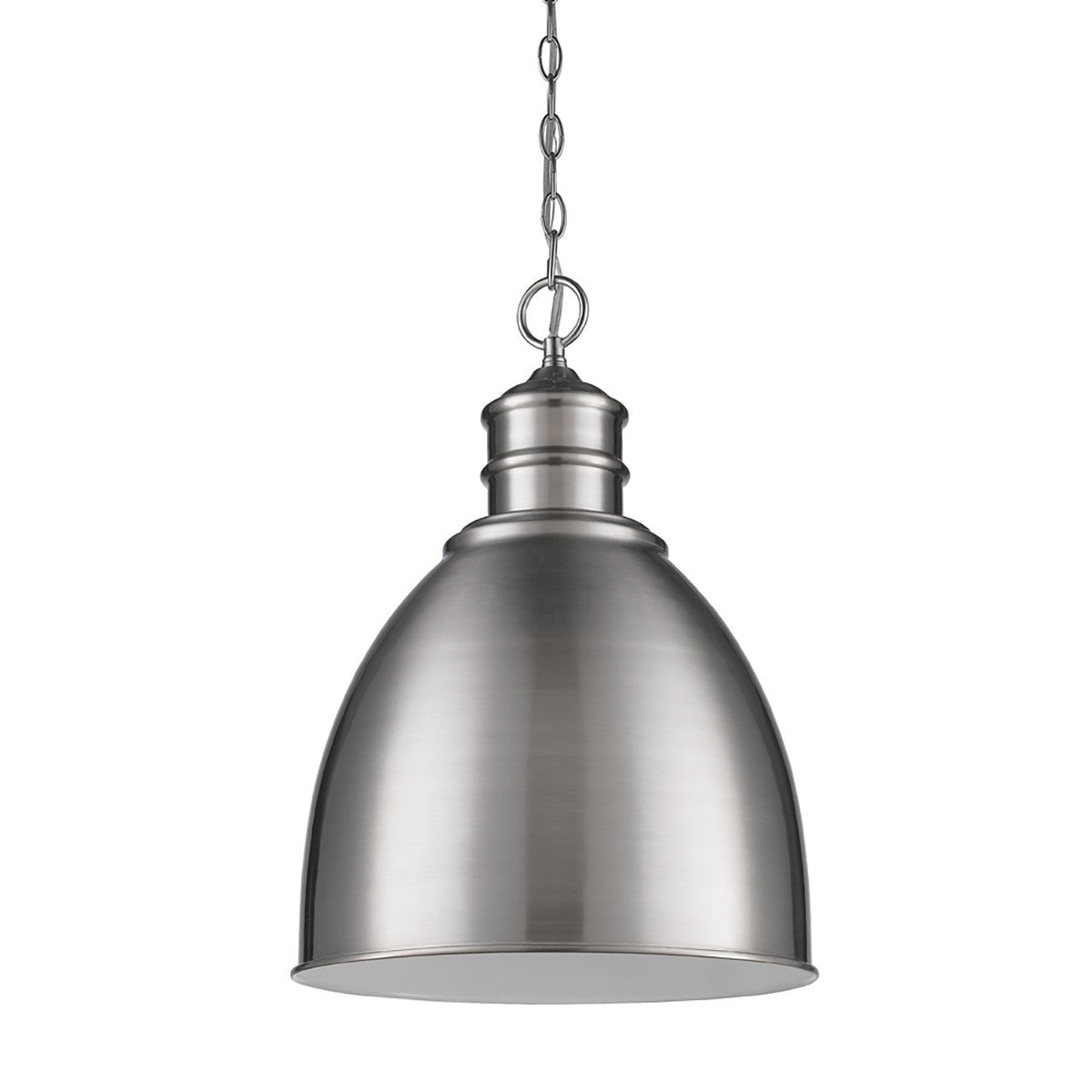 HomeRoots Colby 1-Light Pendant Gloss White Interior Shade With Satin Nickel Finish