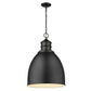 HomeRoots Colby 1-Light Pendant With Gloss White Interior Shade in Matte Black Finish