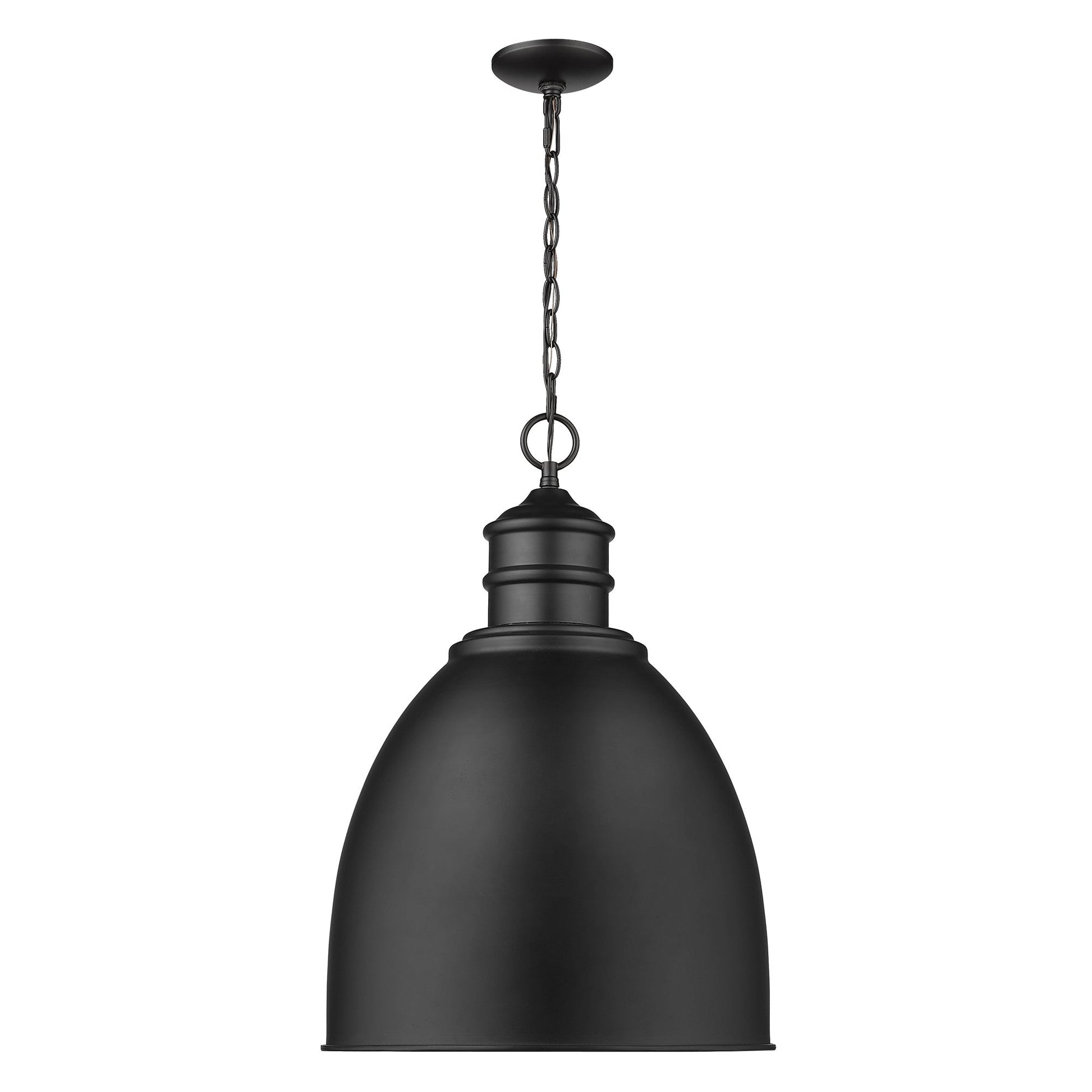 HomeRoots Colby 1-Light Pendant With Gloss White Interior Shade in Matte Black Finish
