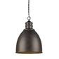 HomeRoots Colby 1-Light Pendant With Raw Brass Interior Shade in Oil-Rubbed Bronze Finish