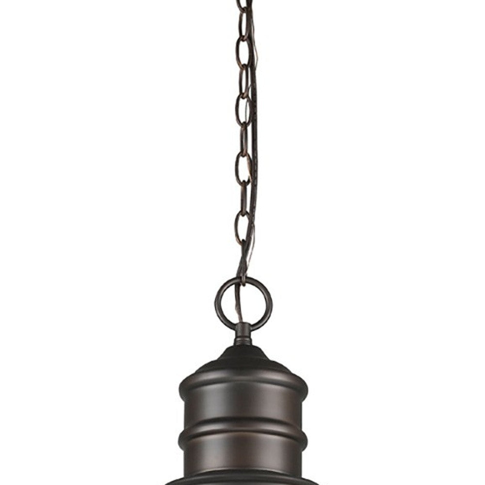 HomeRoots Colby 1-Light Pendant With Raw Brass Interior Shade in Oil-Rubbed Bronze Finish