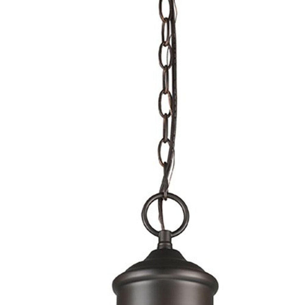 HomeRoots Colby 1-Light Pendant With Raw Brass Interior Shade in Oil-Rubbed Bronze Finish