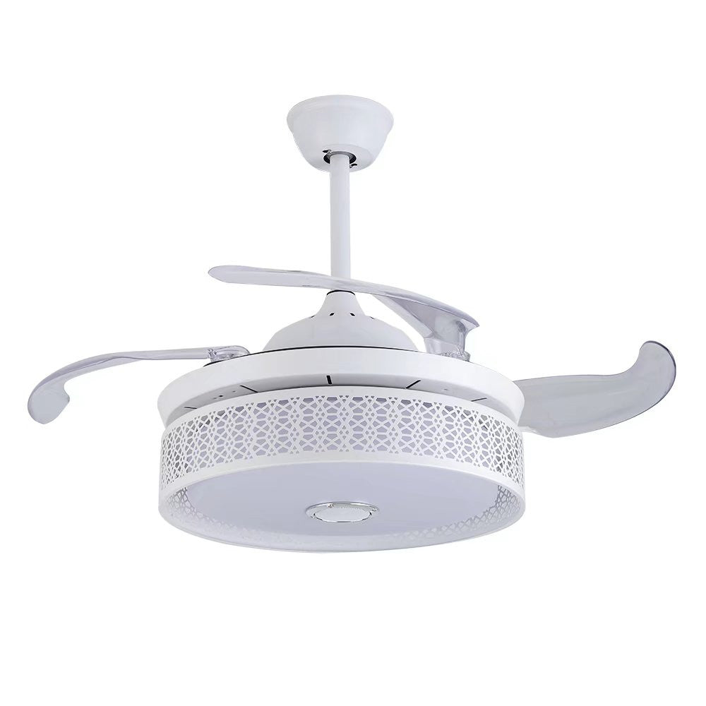 HomeRoots Compact Ceiling Fan And Lamp With Remote in White Finish