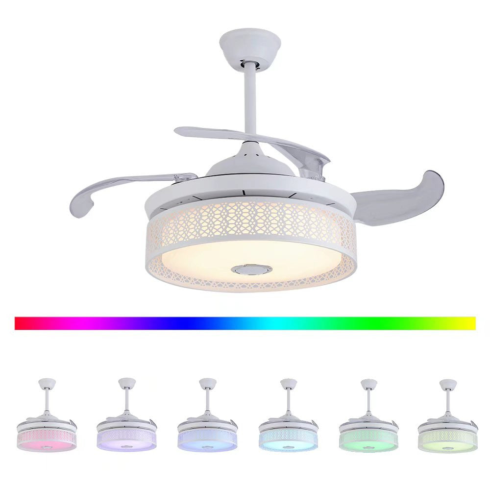 HomeRoots Compact Ceiling Fan And Lamp With Remote in White Finish