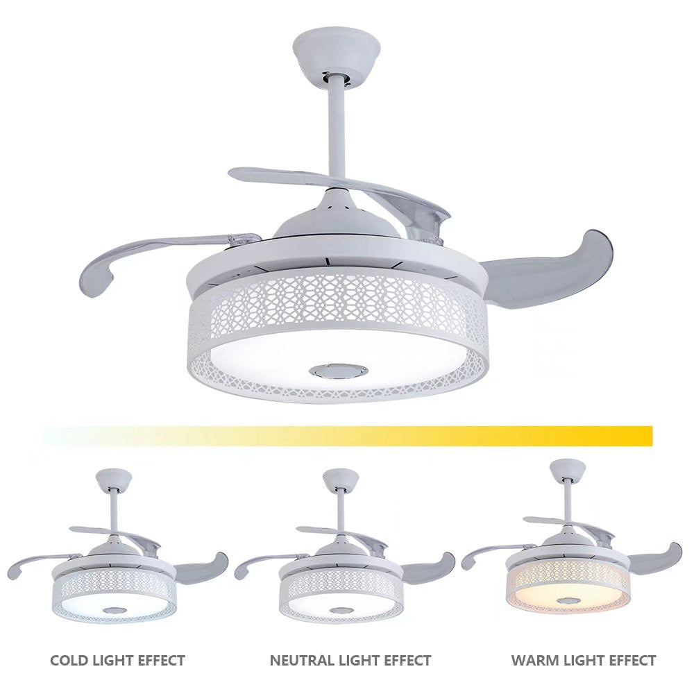 HomeRoots Compact Ceiling Fan And Lamp With Remote in White Finish