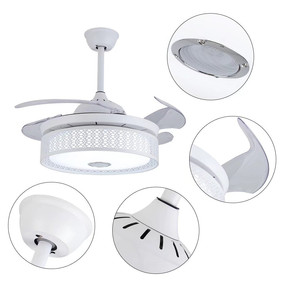 HomeRoots Compact Ceiling Fan And Lamp With Remote in White Finish