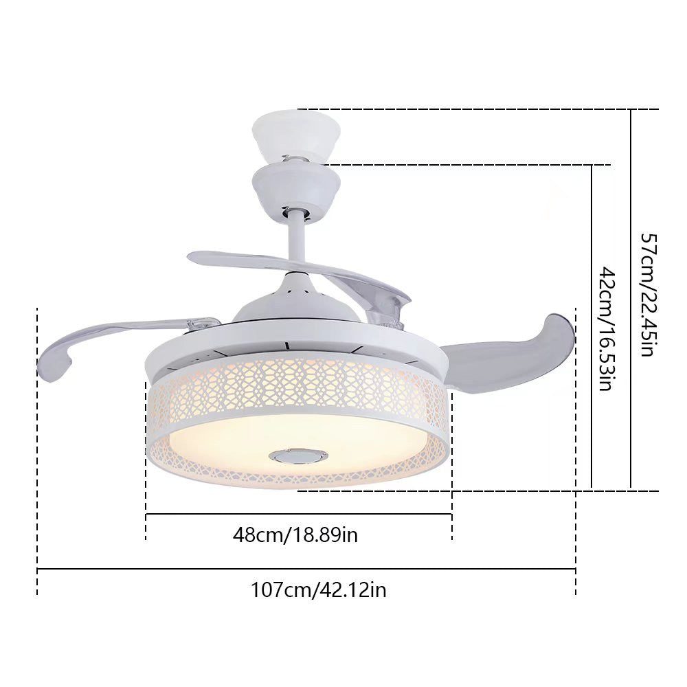 HomeRoots Compact Ceiling Fan And Lamp With Remote in White Finish