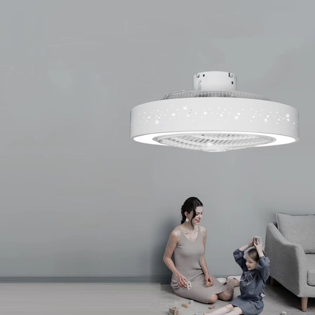 HomeRoots Compact Ceiling Fan and Light With Star Detailing in White Finish