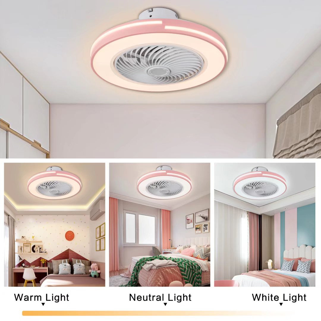 HomeRoots Compact LED Ceiling Fan and Light With Pink Finish