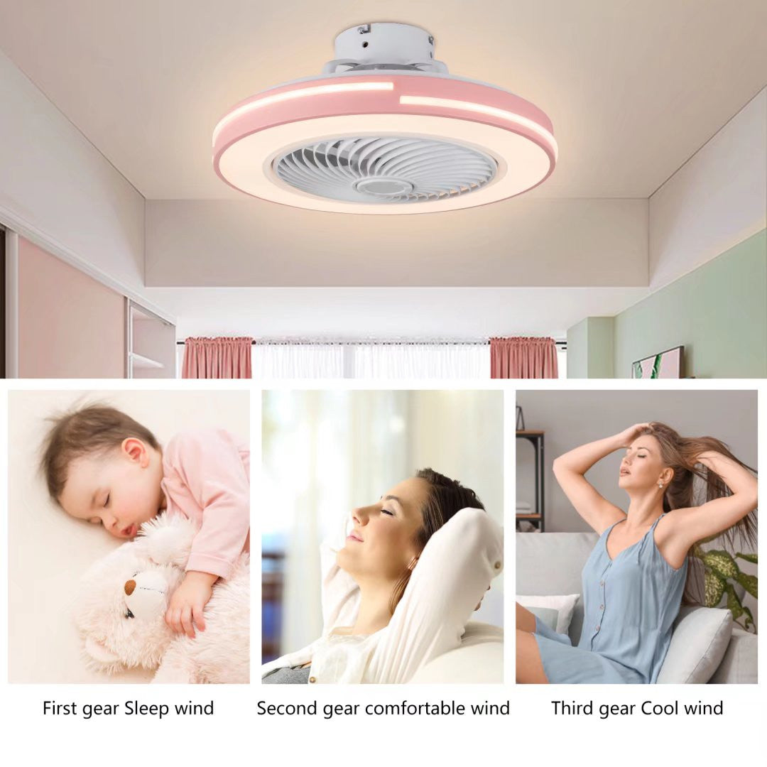 HomeRoots Compact LED Ceiling Fan and Light With Pink Finish