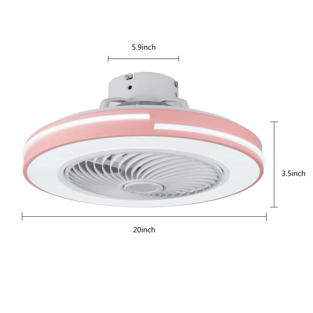 HomeRoots Compact LED Ceiling Fan and Light With Pink Finish