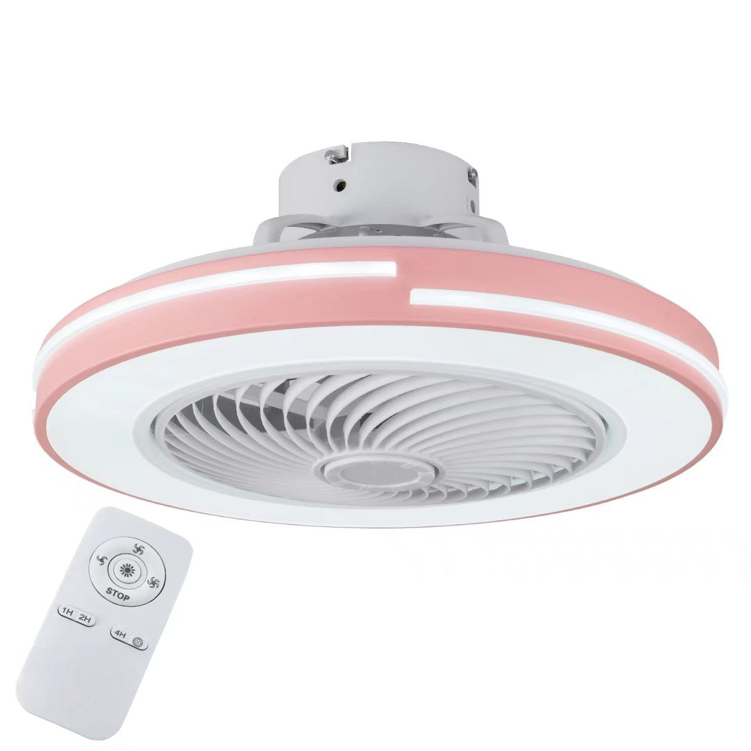 HomeRoots Compact LED Ceiling Fan and Light With Pink Finish