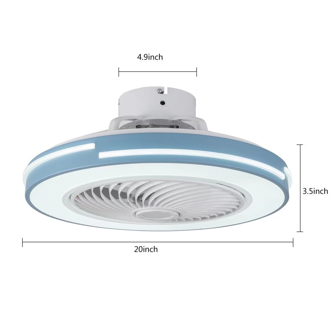 HomeRoots Compact LED Fan and Light in Blue Finish