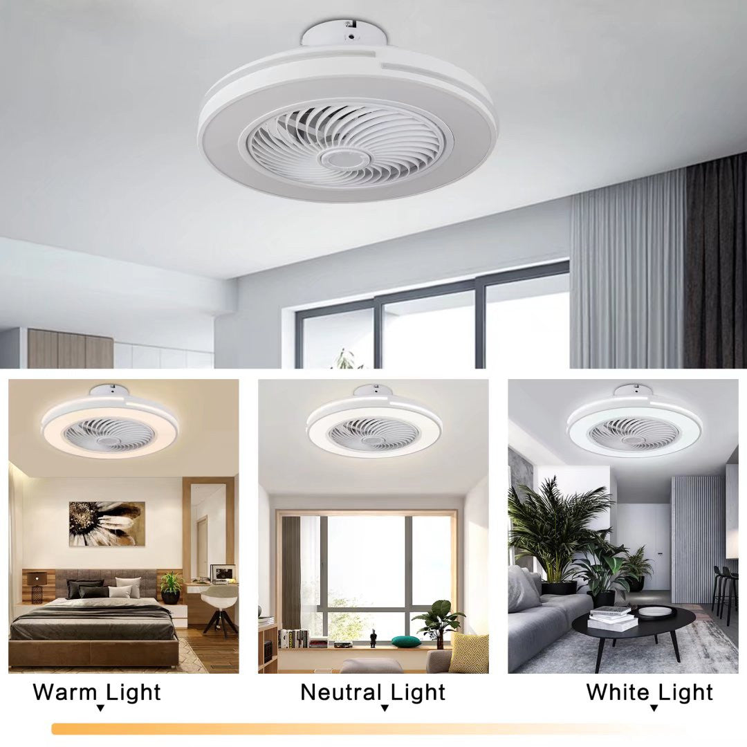 HomeRoots Compact LED Fan and Light in White Finish