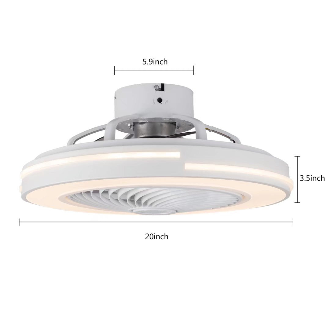 HomeRoots Compact LED Fan and Light in White Finish