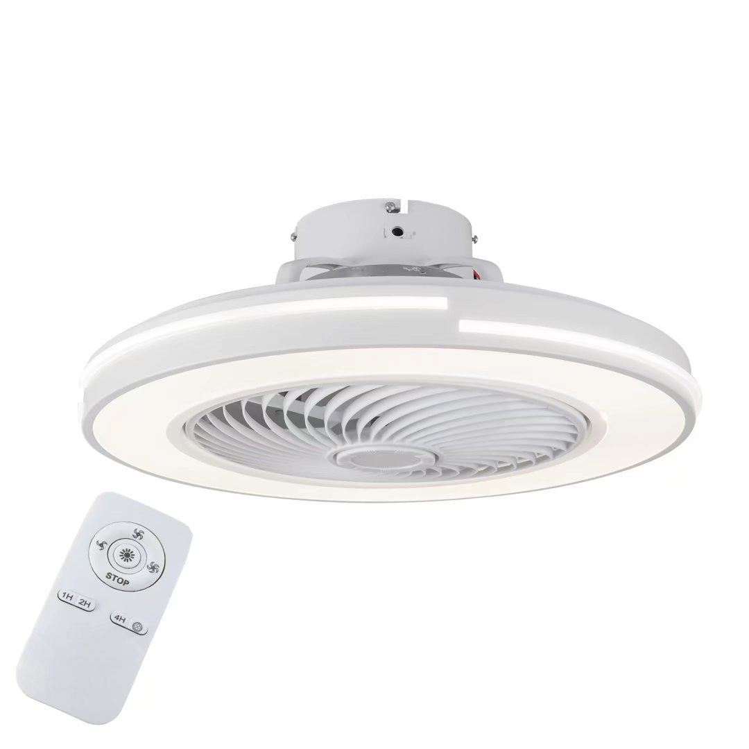 HomeRoots Compact LED Fan and Light in White Finish