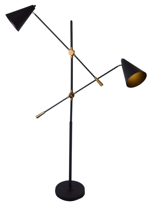 HomeRoots Conical Black and Copper Metal Floor Lamp