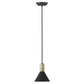 HomeRoots Conical Pendant Hanging Light in Matte Black and Gold Finish