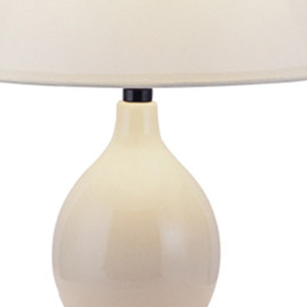 HomeRoots Contempo Bulb Ceramic Table Lamp in Beige Finish