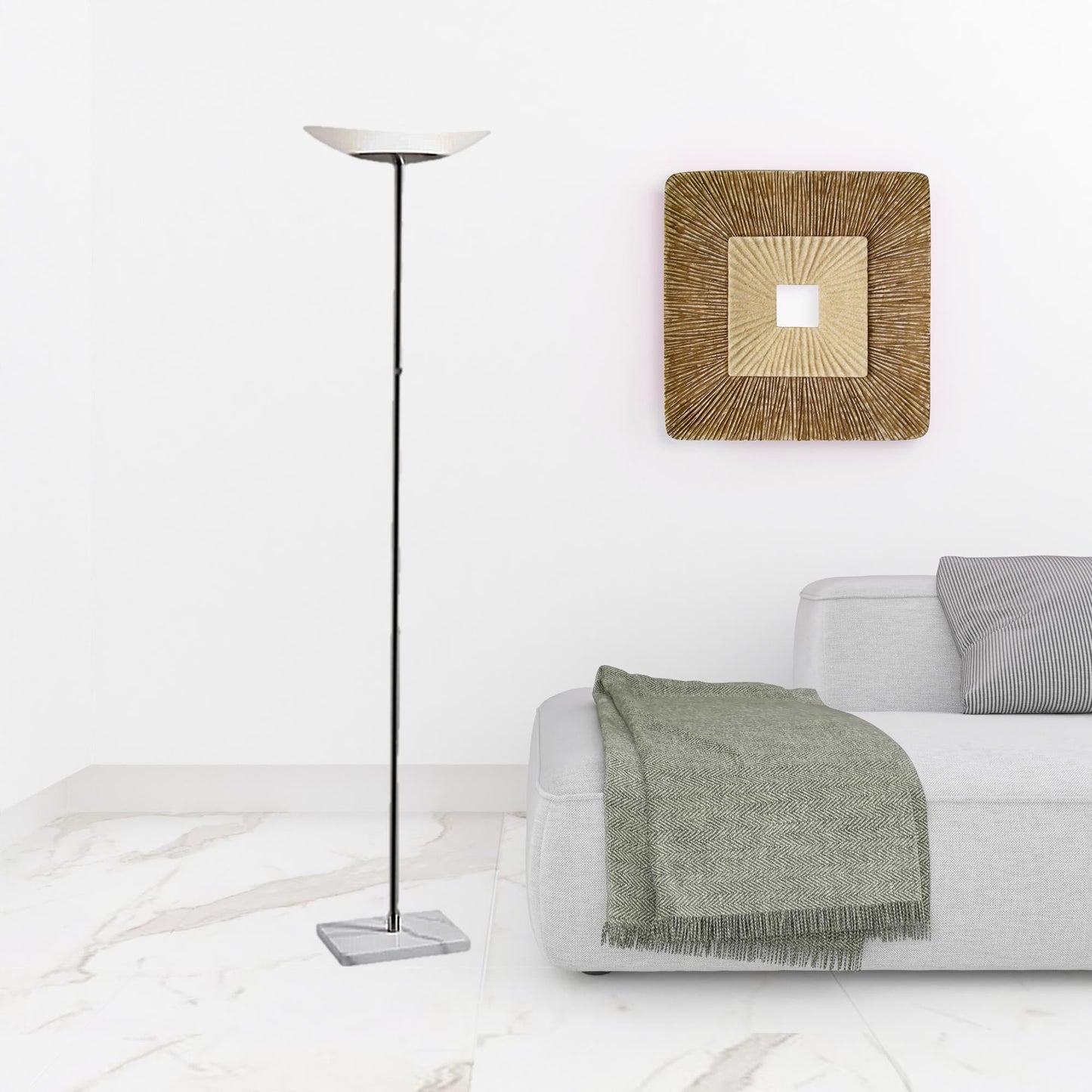 HomeRoots Contempo Oval Torchiere in Brushed Steel Metal Finish