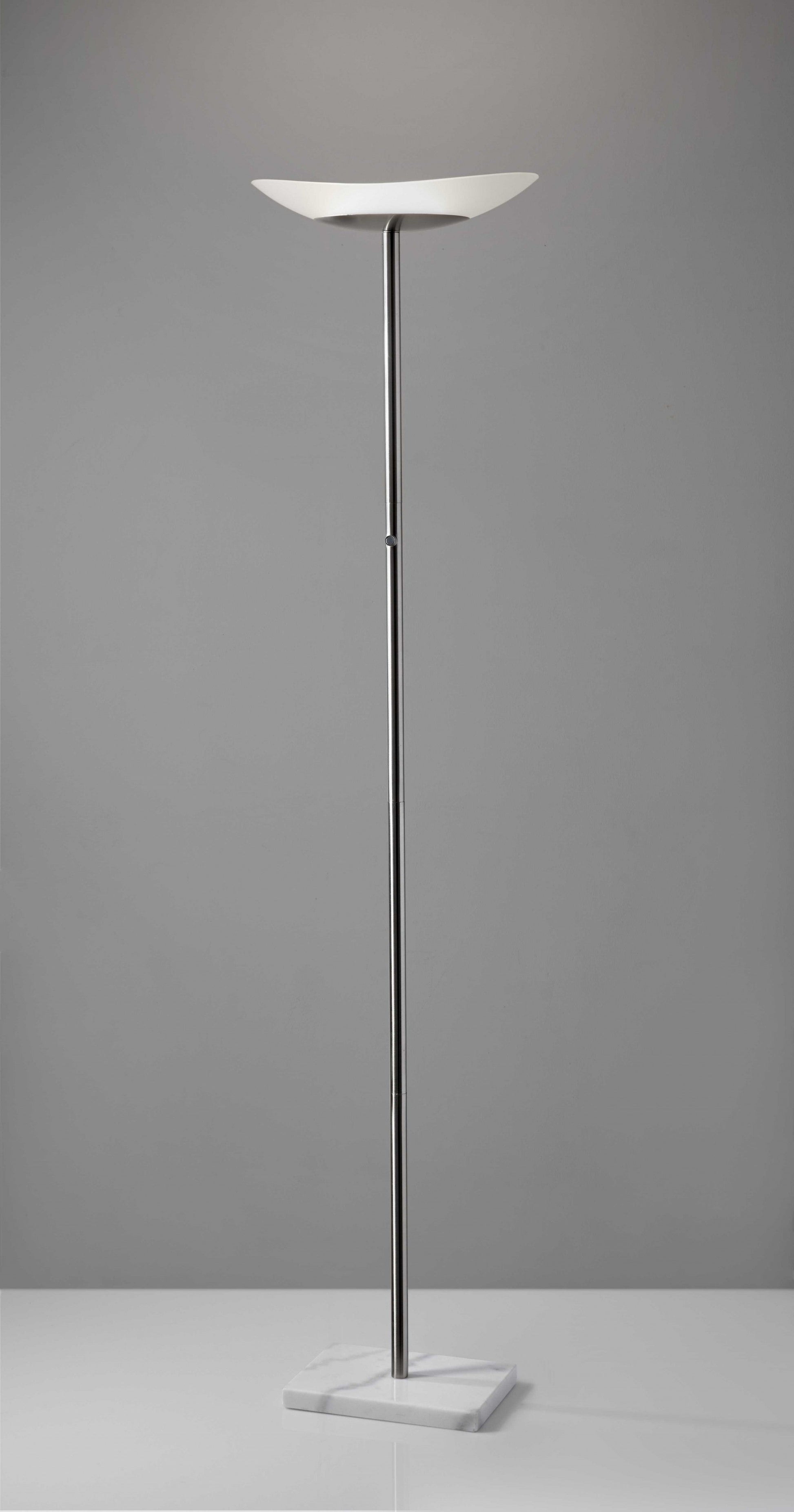 HomeRoots Contempo Oval Torchiere in Brushed Steel Metal Finish
