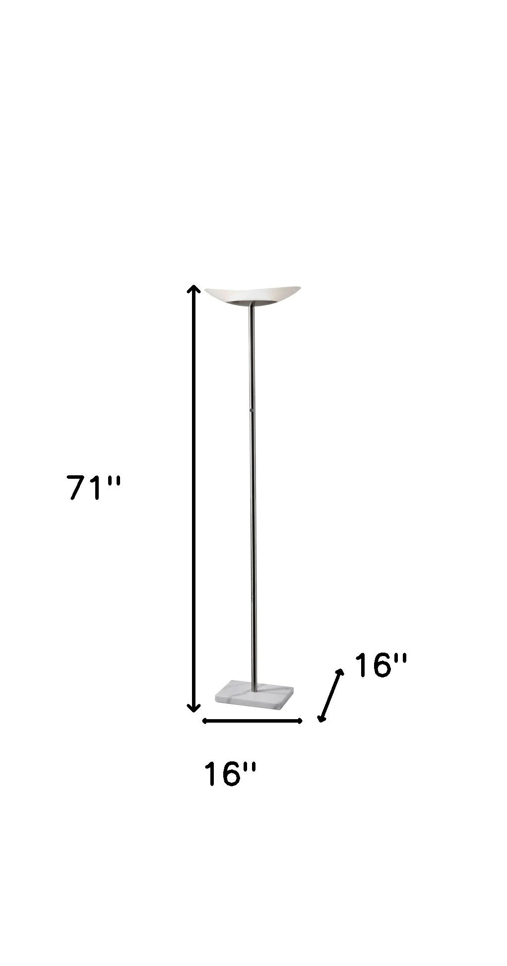 HomeRoots Contempo Oval Torchiere in Brushed Steel Metal Finish