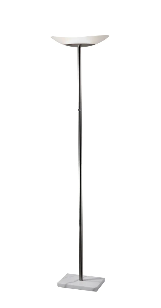 HomeRoots Contempo Oval Torchiere in Brushed Steel Metal Finish