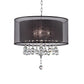 HomeRoots Contempo Silver Ceiling Lamp With Black Shade and Crystal Accents