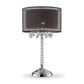 HomeRoots Contempo Silver Table Lamp with Black Shade and Crystal Accents
