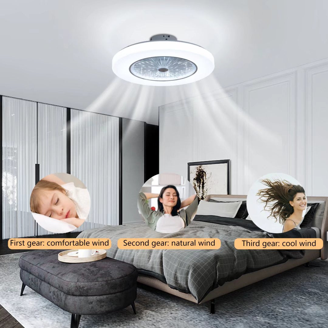 HomeRoots Contemporary Acrylic Fan And Ceiling Lamp in White Finish