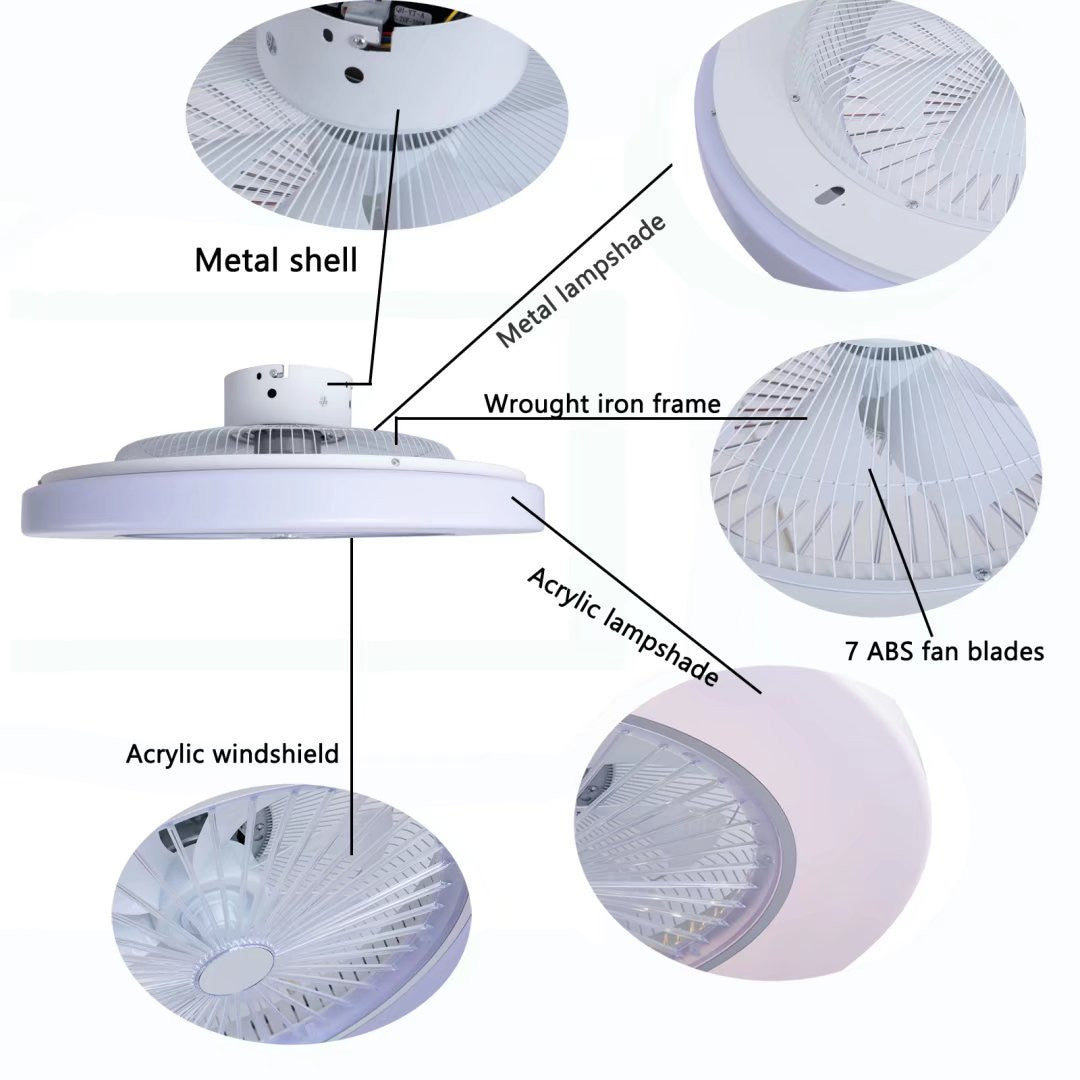 HomeRoots Contemporary Acrylic Fan And Ceiling Lamp in White Finish