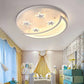 HomeRoots Contemporary Acrylic Moon And Stars Ceiling Lamp in White Finish