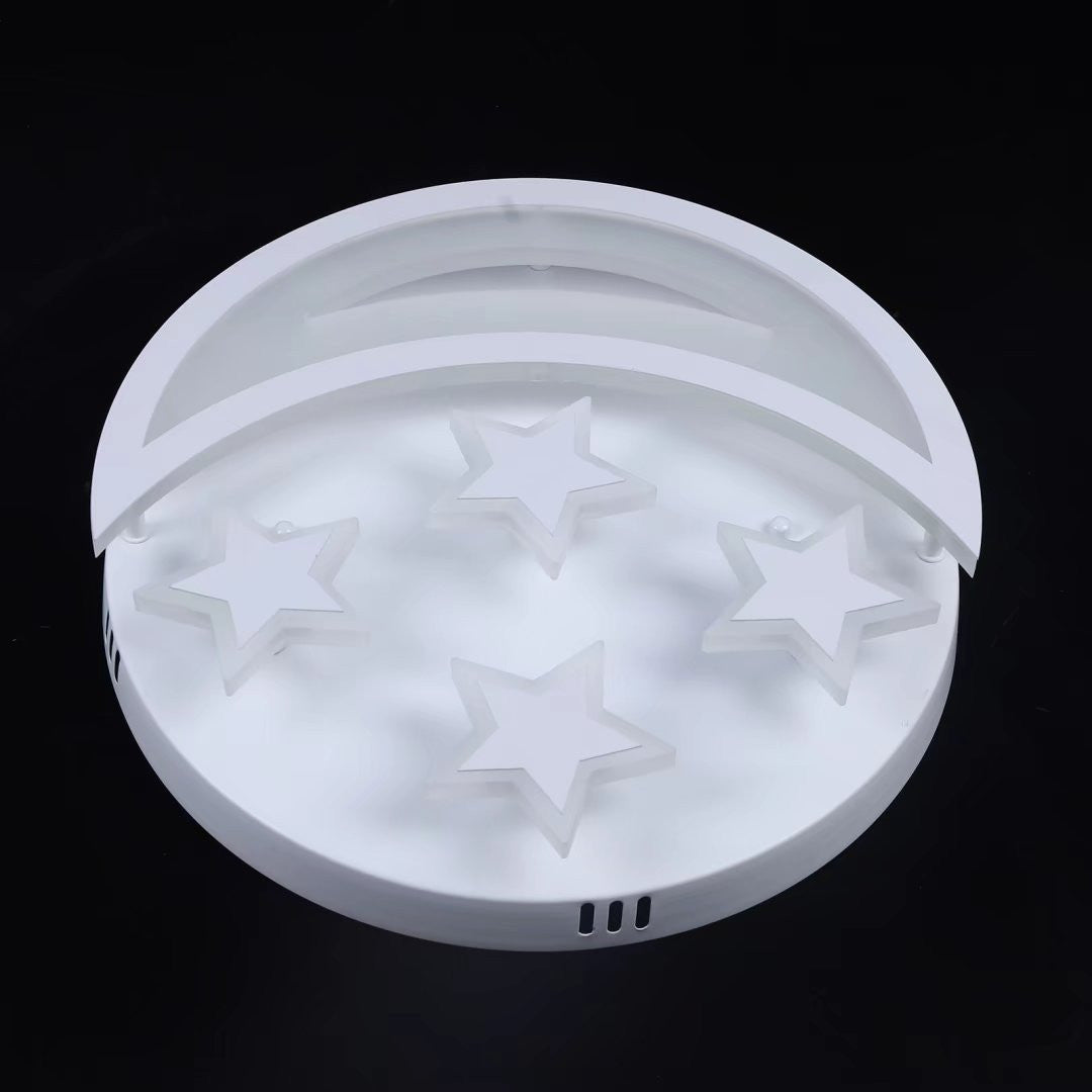 HomeRoots Contemporary Acrylic Moon And Stars Ceiling Lamp in White Finish